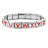 Imagen de 1 Unidad 304 Acero Inoxidable Letra Mayúscula Charm Pulsera de Eslabones Italianos para Hacer Joyas DIY Tono de Plata Rojo Esmalte Rectángulo Mensaje " A-Z " 10mm x 9mm