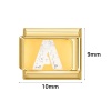 Bild von 304 Edelstahl Großbuchstaben Charm-Armband mit italienischen Gliedern zur Herstellung von DIY-Schmuck Vergoldet Weiß Emaille Rechteck Message " A-Z " Paillette 10mm x 9mm