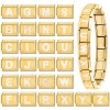 Bild von 304 Edelstahl Großbuchstaben Charm-Armband mit italienischen Gliedern zur Herstellung von DIY-Schmuck Vergoldet Weiß Emaille Rechteck Message " A-Z " Paillette 10mm x 9mm