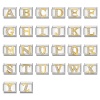 Picture of 304 Stainless Steel Capital Alphabet Initial Letter Name Italian Charm Links For DIY Bracelet Jewelry Making Silver Tone Golden Rectangle Message " A-Z " Clear Rhinestone 10mm x 9mm