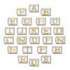 Picture of 304 Stainless Steel Capital Alphabet Initial Letter Name Italian Charm Links For DIY Bracelet Jewelry Making Silver Tone Golden Rectangle Message " A-Z " Clear Rhinestone 10mm x 9mm