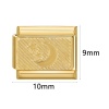 Picture of 304 Stainless Steel Italian Charm Links For DIY Bracelet Jewelry Making Gold Plated Rectangle 10mm x 9mm