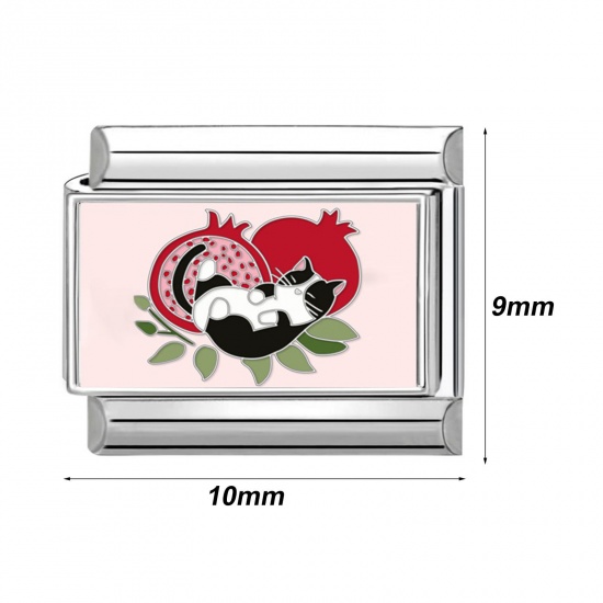 Изображение 1 Piece 304 Stainless Steel Italian Charm Links For DIY Bracelet Jewelry Making Silver Tone Rectangle Cartoon Images 10mm x 9mm