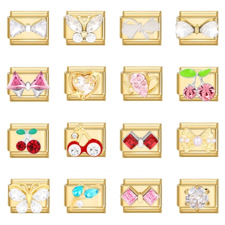 304 Stainless Steel Italian Charm Links For DIY Bracelet Jewelry Making Gold Plated Rectangle Multicolor Rhinestone 10mm x 9mm 304 Stainless Steel Italian Charm Links For DIY Bracelet Jewelry Making Gold Plated Rectangle Multicolor Rhinestone 10mm x 9mm