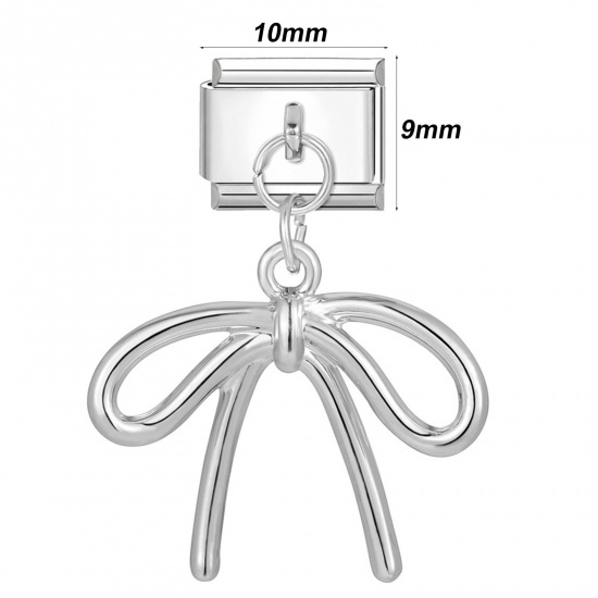 Изображение 1 Piece 304 Stainless Steel Italian Charm Links For DIY Bracelet Jewelry Making Multicolor Rectangle AB Color Rhinestone 10mm x 9mm