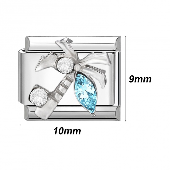 Image de 1 Pièce Bracelet à Maillons Breloques Italiens Accessories de Fabrication de Bracelets Bijoux DIY en 304 Acier Inoxydable Argent Mat Multicolore Rectangle 10mm x 9mm