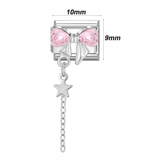 Imagen de 1 Unidad 304 Acero Inoxidable Charm Pulsera de Eslabones Italianos para Hacer Joyas DIY Tono de Plata Panícula Nudo Mariposa 10mm x 9mm