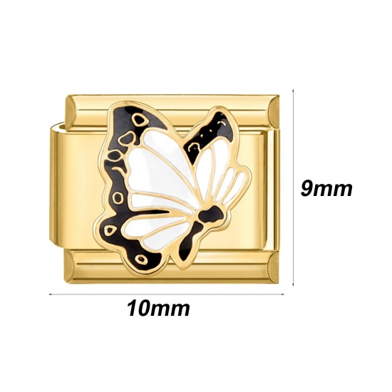 Bild von 304 Edelstahl Charm-Armband mit italienischen Gliedern zur Herstellung von DIY-Schmuck Vergoldet Rechteck 10mm x 9mm