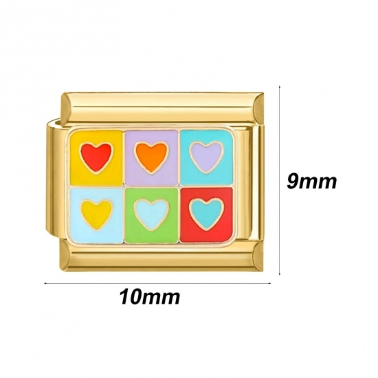 Image de 1 Pièce Bracelet à Maillons Breloques Italiens Accessories de Fabrication de Bracelets Bijoux DIY en 304 Acier Inoxydable Doré Rectangle 10mm x 9mm