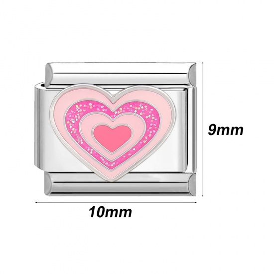 Image de 1 Pièce Bracelet à Maillons Breloques Italiens Accessories de Fabrication de Bracelets Bijoux DIY en 304 Acier Inoxydable Argent Mat Multicolore Rectangle 10mm x 9mm