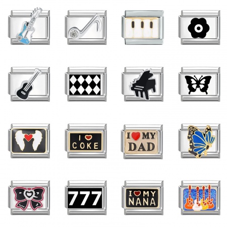 1 ШТ 304 Нержавеющая Сталь Очаровательный итальянский браслет со звеньями Изготовление ювелирных изделий своими руками Серебряный Тон Разноцветный Прямоугольник 10мм x 9мм