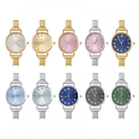 304 Stainless Steel Stylish & Casual Italian Charm Links Watch Face For DIY Jewelry Making Round 5.7cm x 3cm