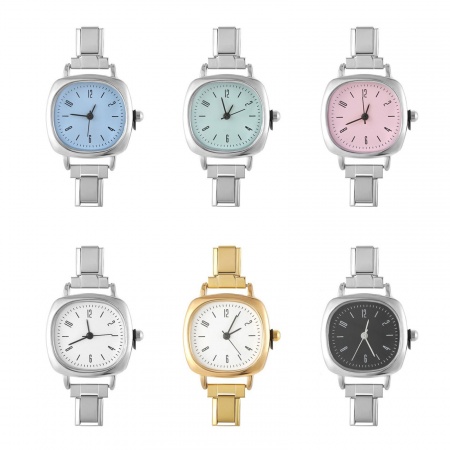 1 Pièce Cadran de Montre à Maillons Italiens pour la Fabrication de Bijoux DIY Élégant & Décontracté en 304 Acier Inoxydable Carré 5.7cm x 3cm