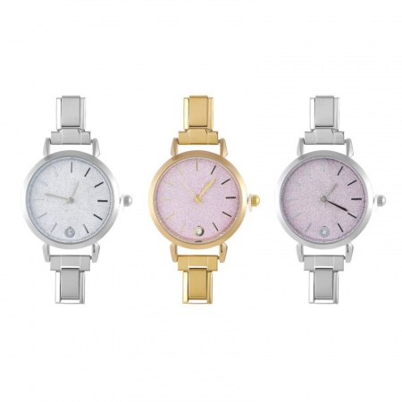 304 Stainless Steel Stylish & Casual Italian Charm Links Watch Face For DIY Jewelry Making Round 5.7cm x 3cm