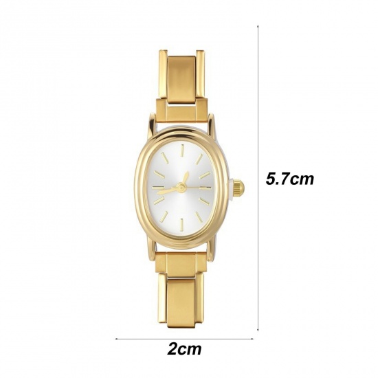 Bild von 1 Stück 304 Edelstahl Stilvoll hrwerk mit italienischen Charm-Links für die DIY-Schmuckherstellung Vergoldet Oval Mit Batterie 5.7cm x 2cm