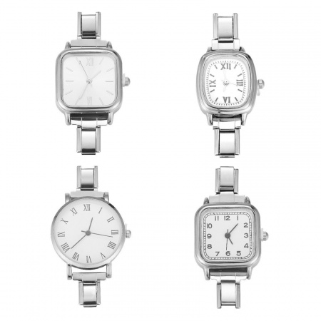304 Stainless Steel Stylish & Casual Italian Charm Links Watch Face For DIY Jewelry Making White