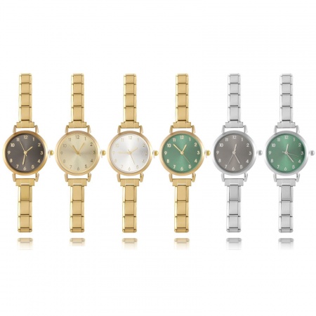 1 ШТ 304 Нержавеющая Сталь Итальянская модульная наручные часы с чармом, Стильный & Стильный и повседневный Круглые унисекс подарок 18.5см Длина