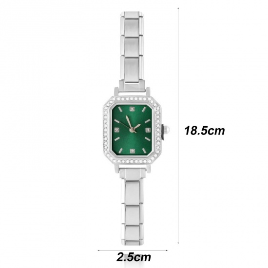 Imagen de 1 Unidad 304 Acero Inoxidable Elegante Reloj de Pulsera Modular de Enlace de Encanto Italiano Chapado en Oro Octágono Con la Batería 18.5cm longitud