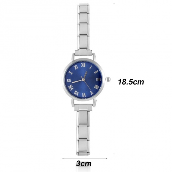 Image de 1 Pièce Montre-bracelet Modulaire à Maillons de Pendentifs Italiens Élégant en 304 Acier Inoxydable Doré Rond Avec Batterie 18.5cm long