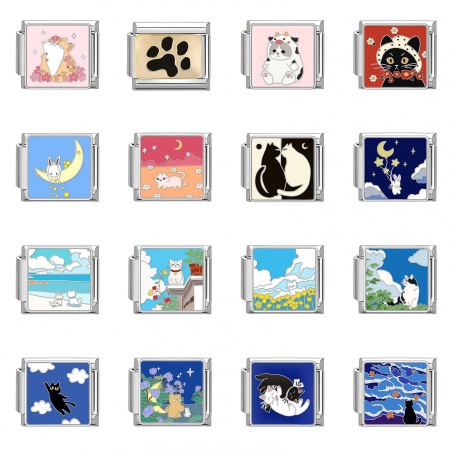 304 Stainless Steel Italian Charm Links For DIY Bracelet Jewelry Making Silver Tone Rectangle Animal 10mm x 9mm 304 Stainless Steel Italian Charm Links For DIY Bracelet Jewelry Making Silver Tone Rectangle Animal 10mm x 9mm