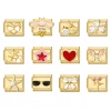 Picture of 304 Stainless Steel Exquisite Italian Charm Links For DIY Bracelet Jewelry Making Gold Plated Rectangle Heart 10mm x 9mm