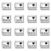 Picture of 1 Piece 304 Stainless Steel Family Jewelry Italian Charm Links For DIY Bracelet Jewelry Making Wholesale Silver Tone Black Rectangle Heart 10mm x 9mm