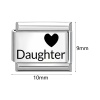 Picture of 1 Piece 304 Stainless Steel Family Jewelry Italian Charm Links For DIY Bracelet Jewelry Making Wholesale Silver Tone Black Rectangle Heart 10mm x 9mm