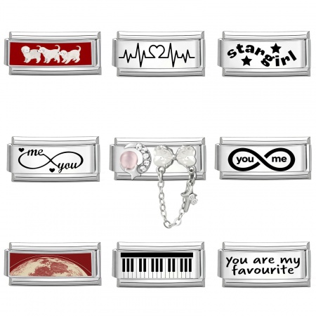 Immagine di 1 Pz 304 Acciaio Inossidabile Elegante Bracciale con Charm Italiano a Maglie, Creazione di Gioielli Fai-da-te All'Ingrosso Tono Argento Rettangolo 20mm x 9mm