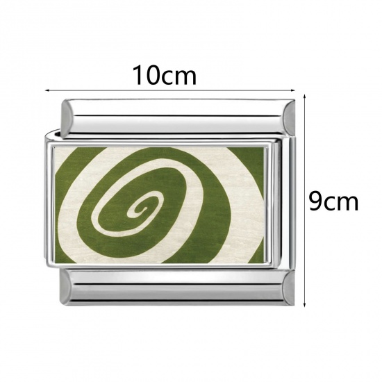 Picture of 304 Stainless Steel Stylish Italian Charm Links For DIY Bracelet Jewelry Making Wholesale Silver Tone Rectangle Grid Checker 10mm x 9mm