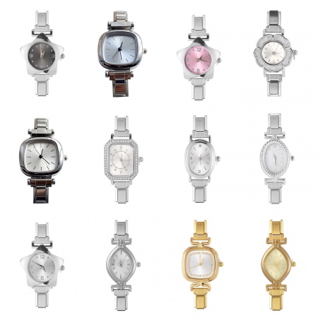 Immagine di 1 Pz 304 Acciaio Inossidabile Elegante Faccia dell'orologio con Collegamenti a Charm Italiano per la Creazione fai da te di Gioielli All'Ingrosso Multicolore