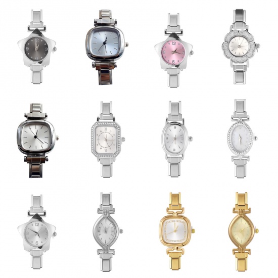 Picture of 304 Stainless Steel Stylish Italian Charm Links Watch Face For DIY Jewelry Making Wholesale Multicolor