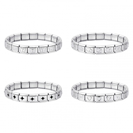 Picture of Wholesale Detachable 304 Stainless Steel Italian Charm Links Modular Bracelets, Silver Tone Eco-friendly, Women's Stylish Retro Gift Jewelry Supply, 18cm(7.1") long