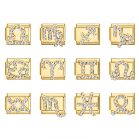 Immagine di 1 Pz 304 Acciaio Inossidabile & Lega di Zinco Magnetiche Italiane per Bracciali Modulari e Orologi Fai‑Da‑Te All'Ingrosso Oro Placcato Rettangolo Costellazione Trasparente Strass 10mm x 9mm