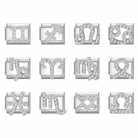 Immagine di 1 Pz 304 Acciaio Inossidabile & Lega di Zinco Magnetiche Italiane per Bracciali Modulari e Orologi Fai‑Da‑Te All'Ingrosso Tono Argento Rettangolo Costellazione Trasparente Strass 10mm x 9mm