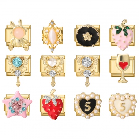 Immagine di 1 Pz 304 Acciaio Inossidabile & Lega di Zinco Magnetiche Italiane per Bracciali Modulari e Orologi Fai‑Da‑Te All'Ingrosso Oro Placcato Rettangolo Cuore 10mm x 9mm