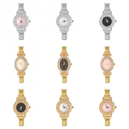 Picture of 1 Piece 304 Stainless Steel Exquisite Italian Charm Links Watch Face For DIY Jewelry Making, Multicolor - Wholesale, 5cm x 3.8cm