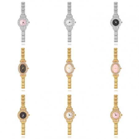 Immagine di Wholesale 304 Stainless Steel Italian Charm Links Modular Wrist Watch, Multicolor Eco-friendly, Women's Casual Stylish Gift Jewelry Supply, 18.5cm(7 2/8") long, 1 Piece