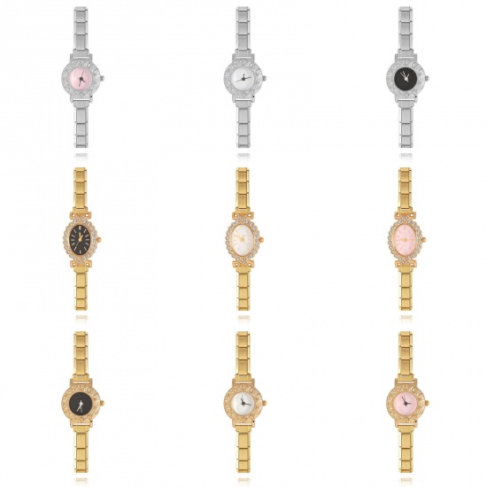 Picture of Wholesale 304 Stainless Steel Italian Charm Links Modular Wrist Watch, Multicolor Eco-friendly, Women's Casual Stylish Gift Jewelry Supply, 18.5cm(7 2/8") long, 1 Piece