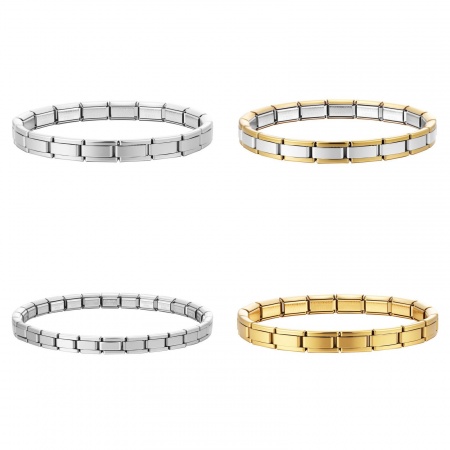 Image de Bracelets Modulaires à Maillons de Pendentifs Italiens En Gros Multicolore en 304 Acier Inoxydable, Respectueux de la Nature, Unisexe Simple À la Mode Cadeau Fournitures de Bijoux 17.5cm long, 1 Pièce