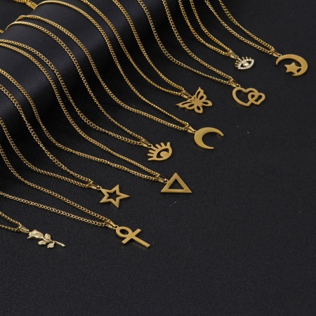 1 Pièce Colliers Chaîne Maille Cheval Simple en Acier Inoxydable À la Mode Plaqué Or 18K Unisexe 45cm long