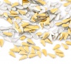 Picture of Aluminum Metallic Nail Art Studs Decoration DIY Craft Teardrop Gold Plated 6x3mm(2/8"x1/8"), 1000 PCs