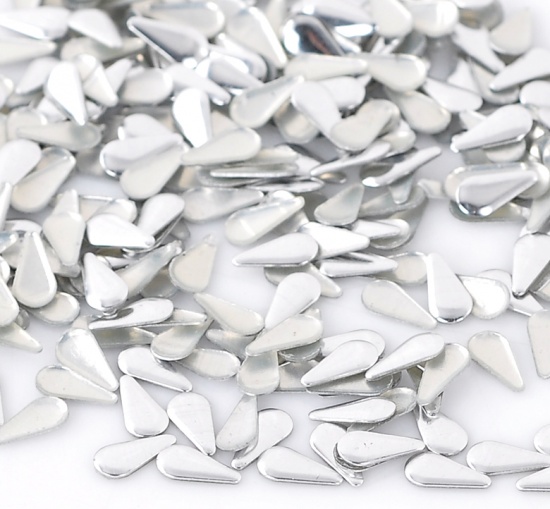 Immagine di Alluminio Adesivi per Unghie Goccia Tono Argento 6mm x 3mm, 1000 Pz