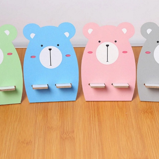Picture of Wood Cute Desktop Phone Stand Holder At Random Color Bear Animal 16.5cm x 8.5cm, 1 Piece
