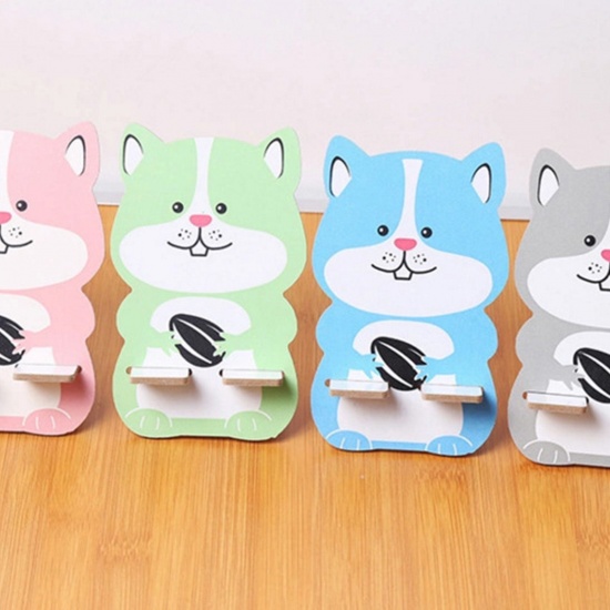 Picture of Wood Cute Desktop Phone Stand Holder At Random Color Squirrel Animal 16.5cm x 8.5cm, 1 Piece