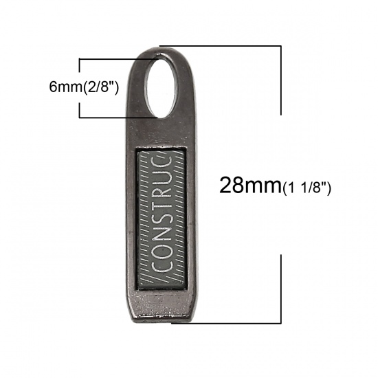 Picture of Zinc Based Alloy Zipper Pulls Garment Accessories Gunmetal 28mm x7mm(1 1/8" x 2/8"), 10 PCs