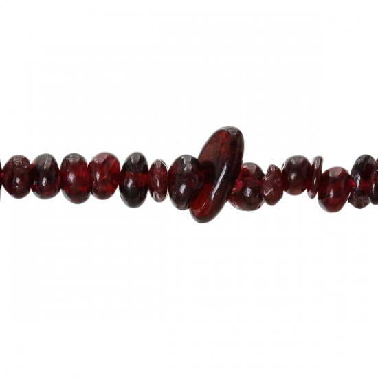 Picture of (Grade B) January Birthstone Garnet (Natural) Gemstone Loose Beads Irregular Red Wine About 10mm x6mm( 3/8" x 2/8") - 5mm x4mm( 2/8" x 1/8"), Hole: Approx 1mm, 89cm(35") long, 1 Strand (Approx 347 PCs/Strand)