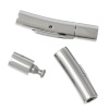 Bild von 304 Edelstahl Magnetverschluss Zylinder Silberfarbe (für 4mm D Kordel) 28mm x 7mm 1 Set