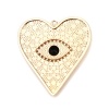 Imagen de Copper Pendants 18K Real Gold Plated Heart Eye Black & Clear Rhinestone 35mm x 32mm, 10 PCs