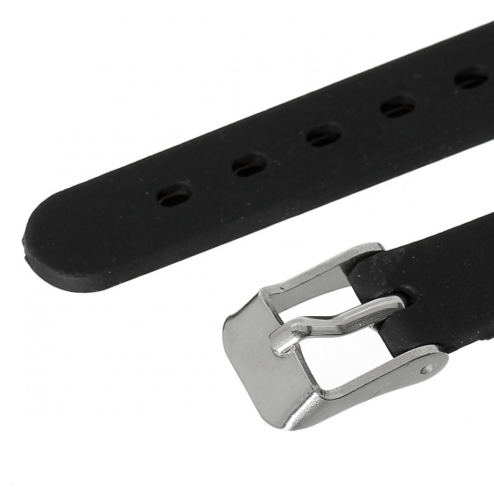 Immagine di Acciaio Inossidabile Moda Nuova Braccialetti Tono Argento Nero Croce Disegno 22.7cm, 1 Pz