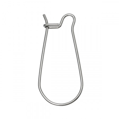 Picture of 304 Stainless Steel Kidney Ear Wire Hooks Earring Findings Silver Tone 21mm x11mm( 7/8" x 3/8") - 20mm x9mm( 6/8" x 3/8"), Post/ Wire Size: (21 gauge), 50 PCs